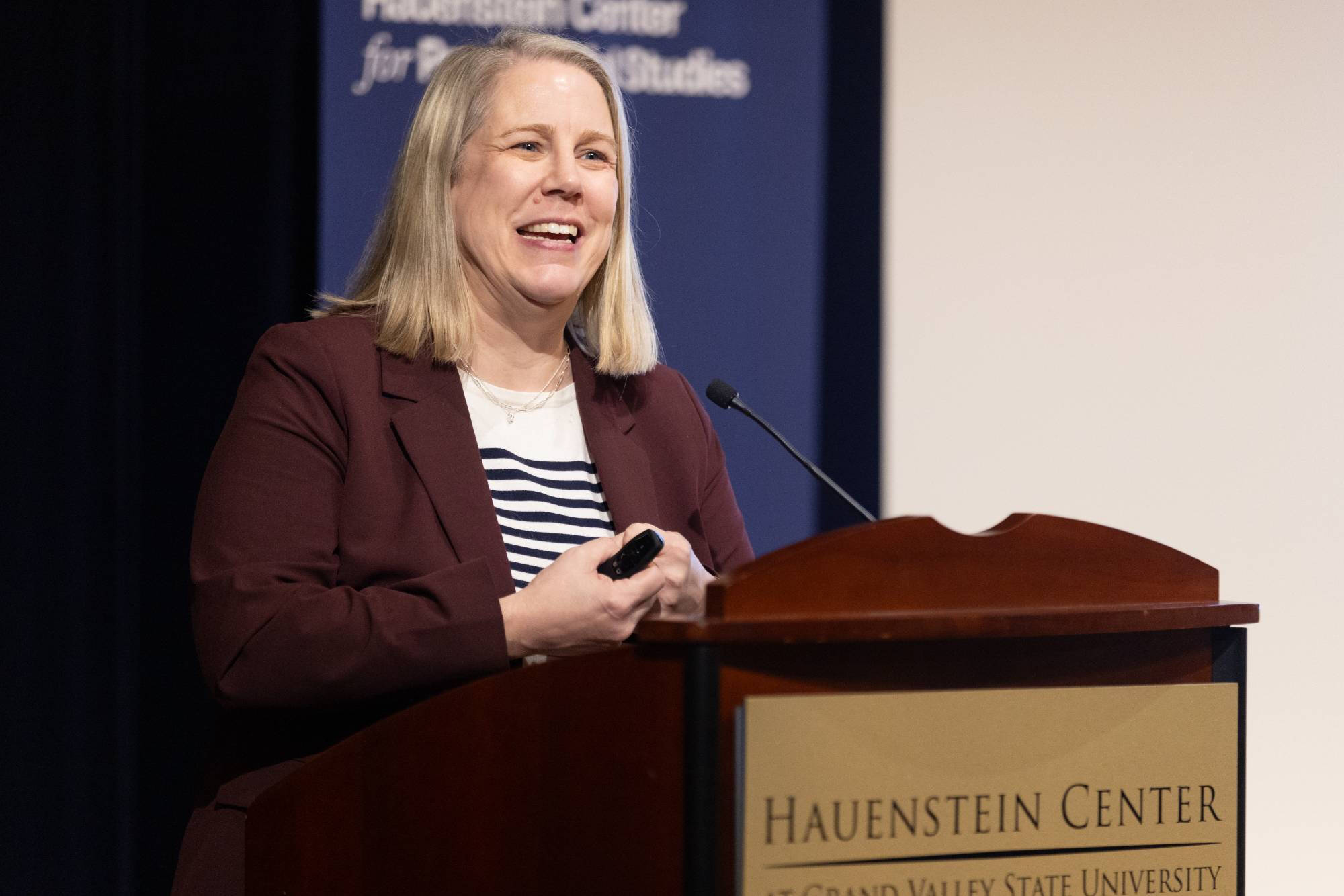 Christina Wolbrecht speaking from lecturn